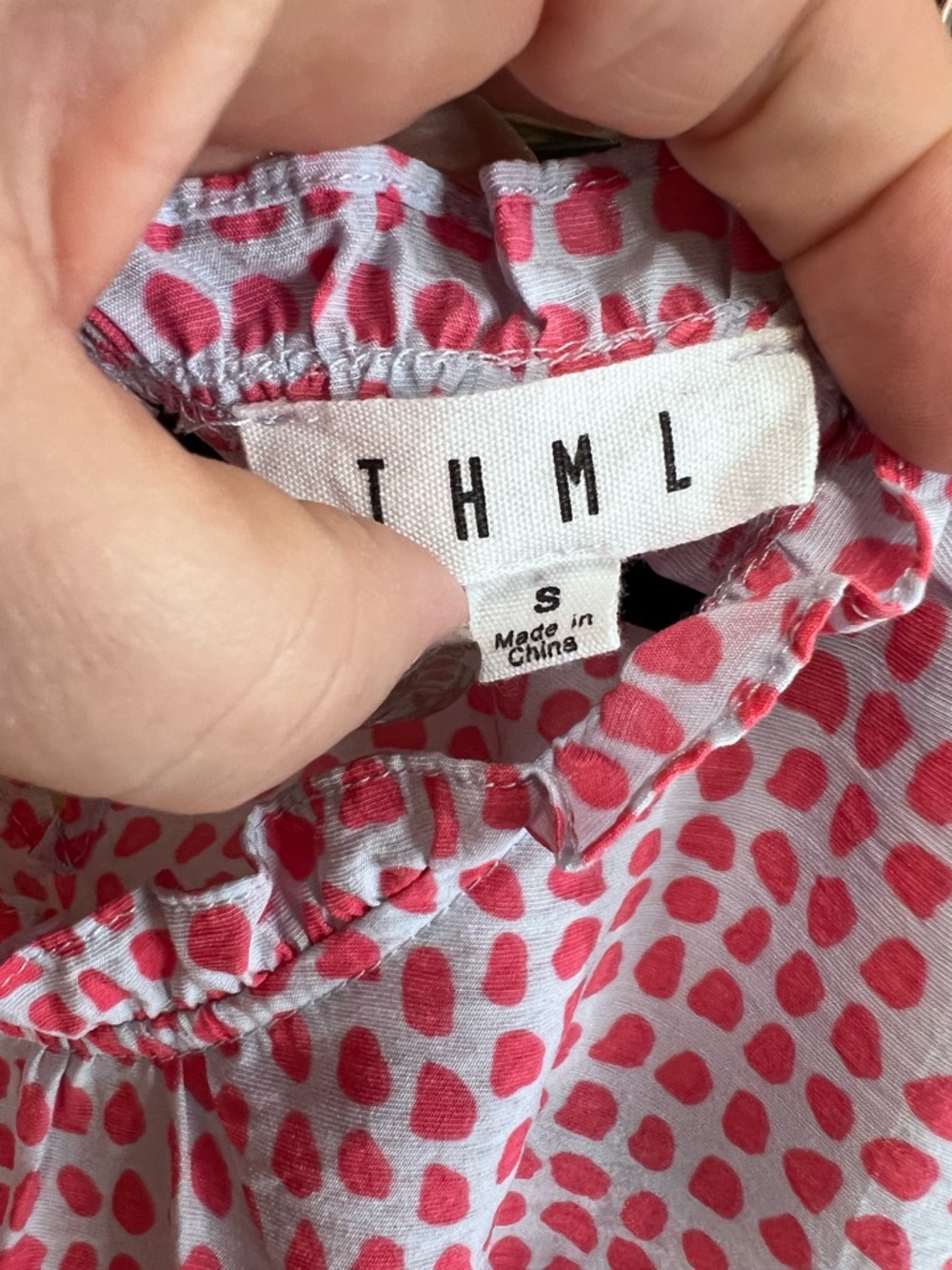 THML Powder Blue and Pink Ruffled Blouse, S - Picture 11 of 12